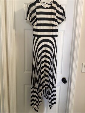 Karen Millen Black and White Asymmetrical Striped Dress